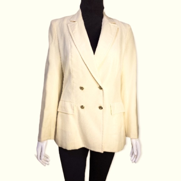 HIGHLAND Queen Pure Wool Cream Double Breast Blazer Size 8 - Picture 1 of 11